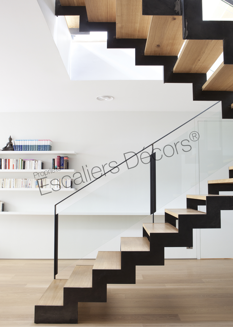 Escalier design marche contremarche sans limon - Art Escaliers