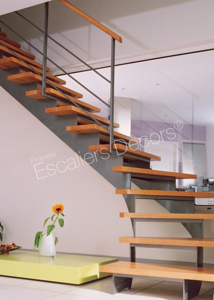 Escalier design sur limon central - Escaliers Décors®